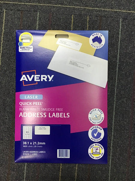 Avery white quick peel address labels