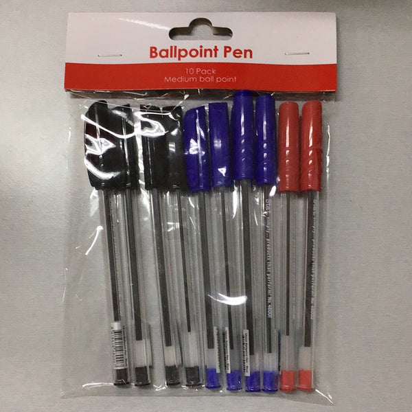 Stat pen 1.0mm ballpoint assorted 10PK