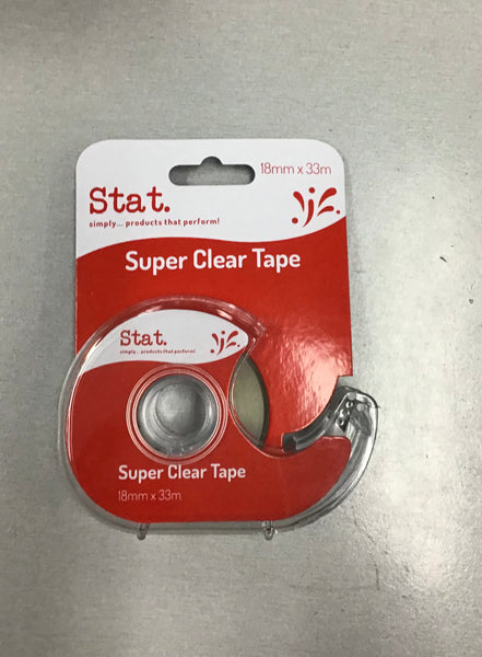 Stat Sticky Tape Super Clear 18mmx33m on Dispenser