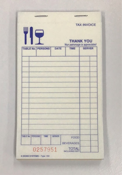 Zions system restaurant docket book