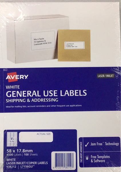 Avery White General Use Labels 45UP