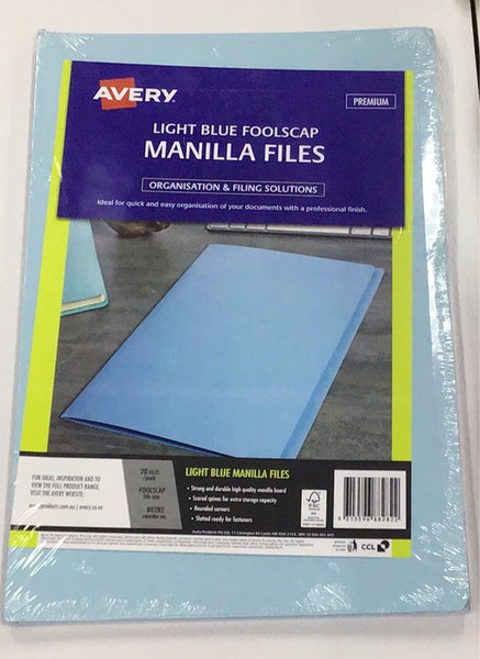 Manilla folder Avery Foolscap light blue 20pk