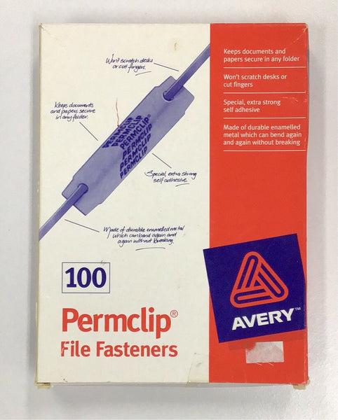 Avery permclip file fasteners 100pk