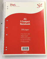 Stat A4 5 subject notebook 250 pages