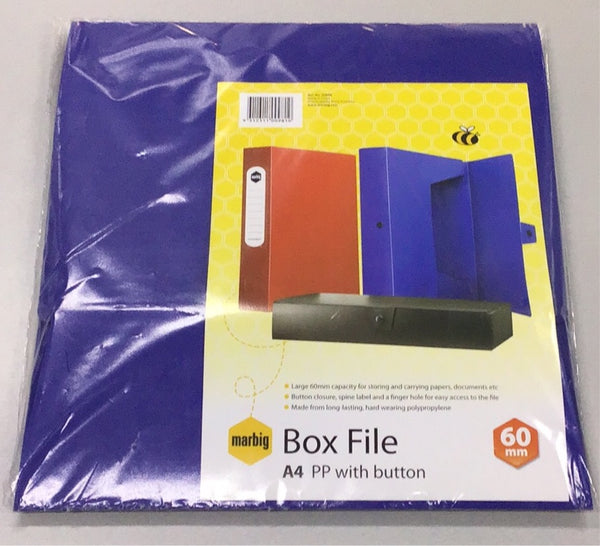 Marbig box file A4 PP with button