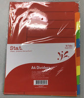 Stat Dividers A4 Bright Tab 10 tabs