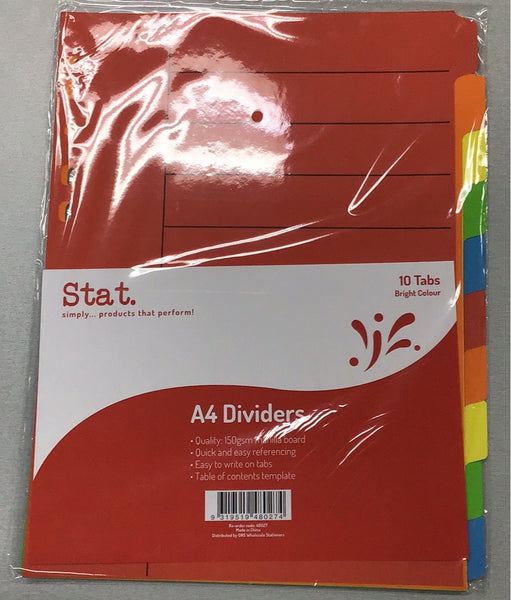 Stat Dividers A4 Bright Tab 10 tabs