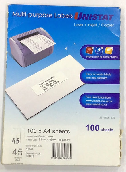 Unistat Multi-purpose Labels 45UP 38948