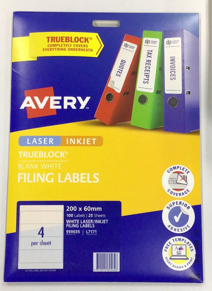 Avery laser filing labels white
