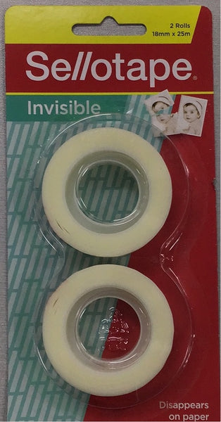 Tape Invisible Sellotape Refill Pack 2 18mm x 25m