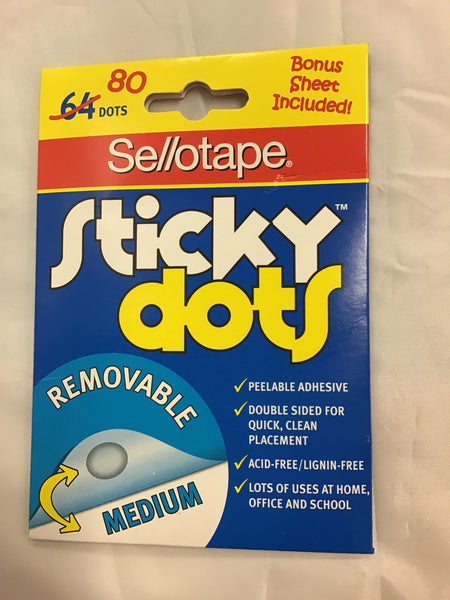 Sellotape Sticky Dots Removable Medium 80 Dots
