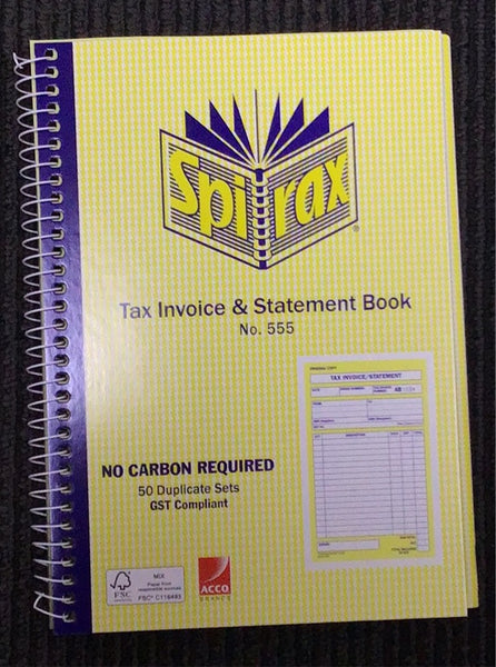 Spirax no. 555 DUP 50lf tax invoice and statement book