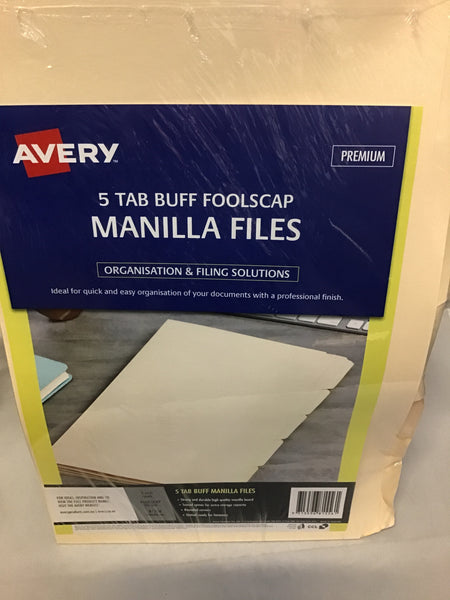 Avery 5 Tab Buff Foolscap Manila Folders