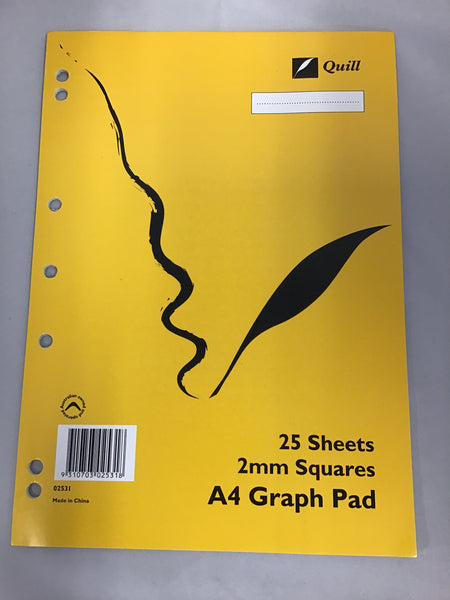 Quill A4 Graph Pad 2mm Squares 25 Sheets
