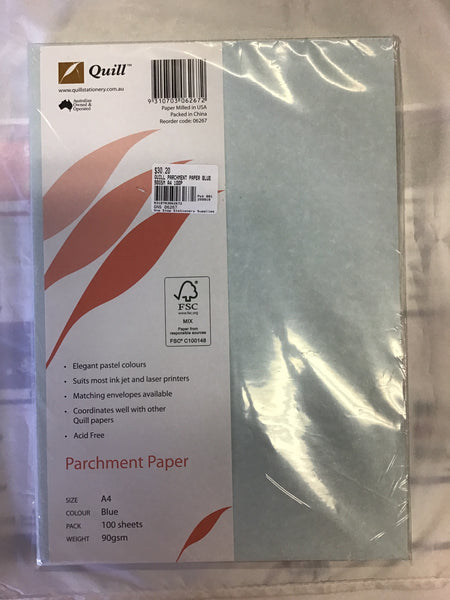 Quill Parchment Paper Blue 90gsm A4 100 sheets