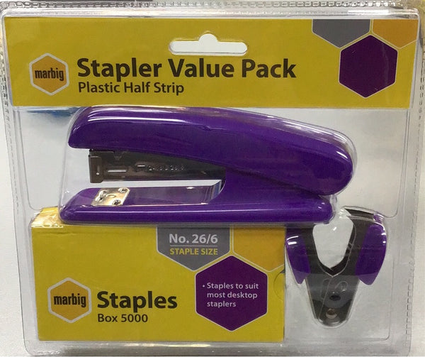 Stapler Marbig half strip value pack