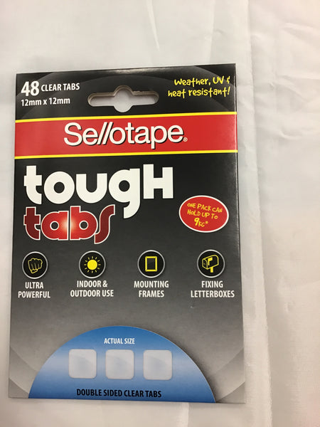 Sellotape Tough Tabs 48 Clear Tabs 12mm x 12mm