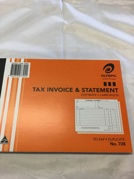 Olympic Tax Invoice & Statement Carbonless No 728 50 leaf