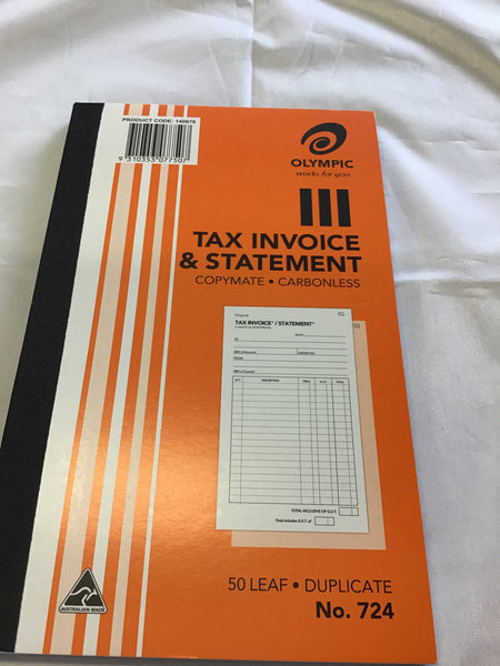Olympic Tax Invoice & Statement Carbonless No 724 50 leaf