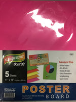 Poster Board 5 Sheets Fluorescent Colours Assorted Pack