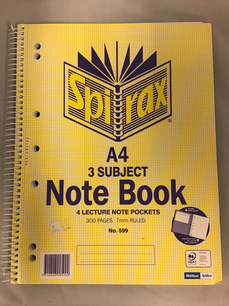 Spirax A4 3 Subject Note Book