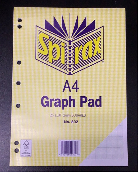 Spirax graph pad A4 2mm 25 leaf