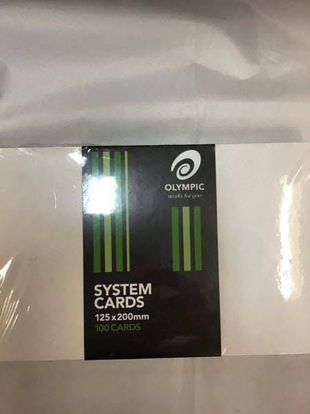 Olympic system Cards Plain White 100 pk 135x200mm