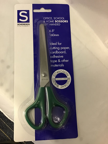 Sovereign office,school & home Left Handed Scissors 160cm green handle
