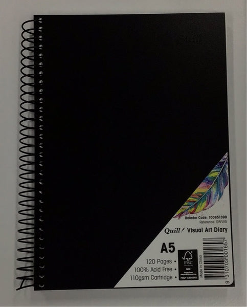 Visual art diary Quill A5 spiral black c