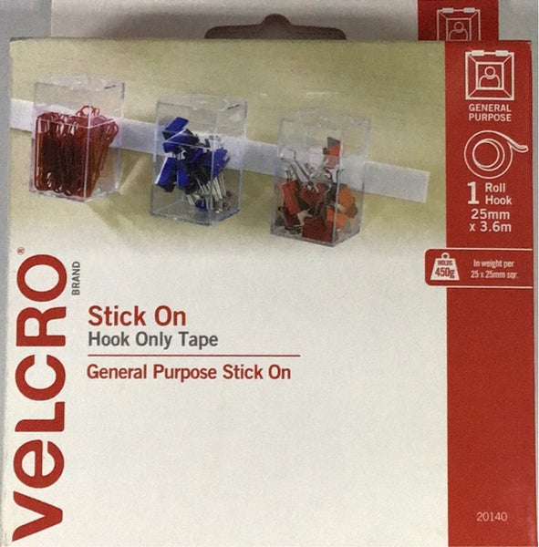 Velcro Stick On Hook Only Tape White