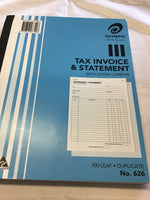 Olympic Tax Invoice & Statement Book With Extra Carbon Duplicate No 626 100 leaf