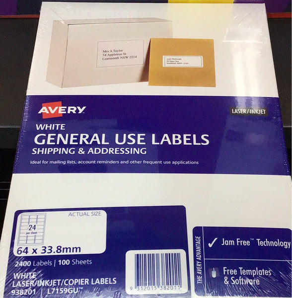 Avery White GeneralLabels Pk 100 24 up