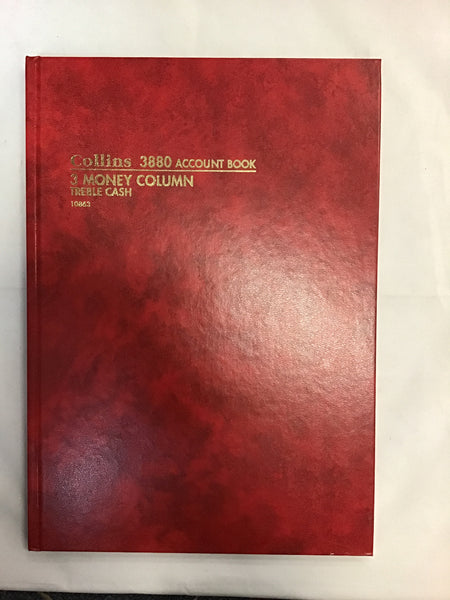 Collins 3880 Account Book 3 Money Columns Treble Cash