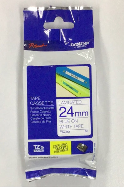 Brother Tape TZ 24mm Blue on White
