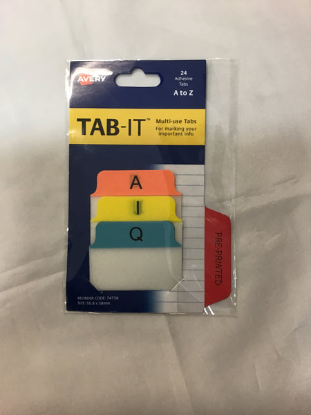 Avery Tab-it 24 Adhesive A-Z