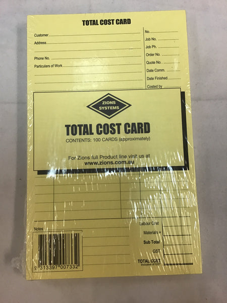 Zions system total cost card pack 100