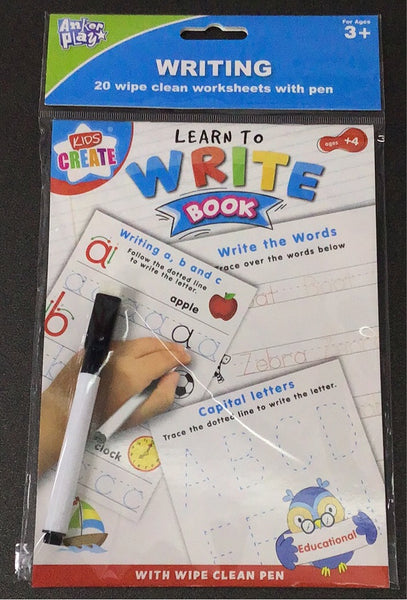 Wipe clean book learn to write
