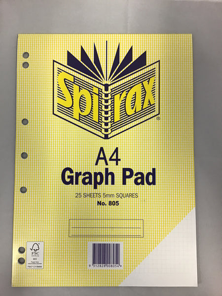 Spirax A4 Graph Pad 25 sheets No. 805