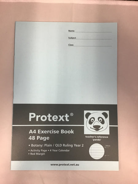 Protext A4 Exercise Book Year 2 Botany Book “panda” 48 pages
