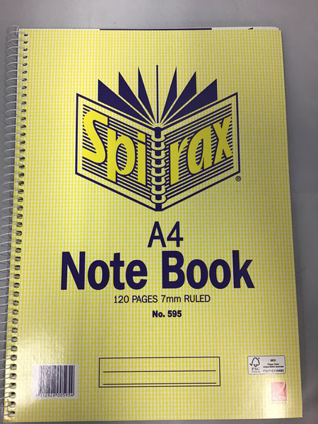 Spirax A4 Note Book 120 pages No. 595