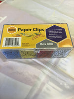 Marbig Paper Clips 33mm Assorted Colours Box 800