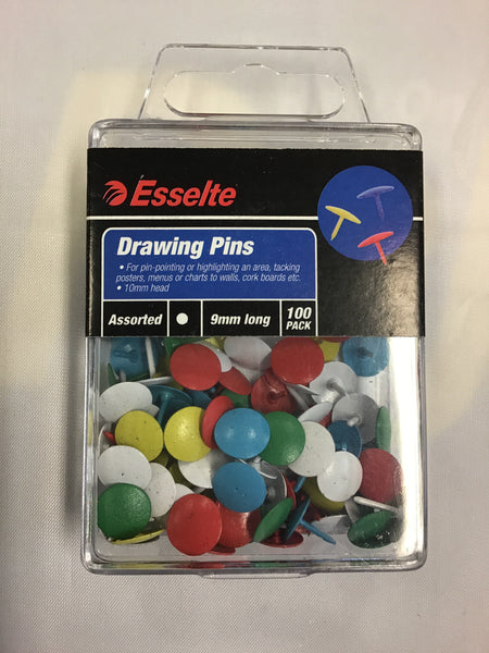 Esselte Drawing Pins Asst 100Pk