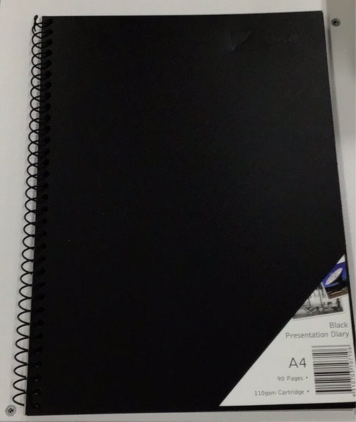 Black A4 visual art diary Quill black PA