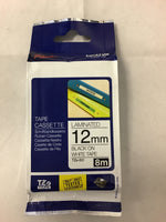 Brother P-Touch Tape Cassette Laminated Black on White 12mm