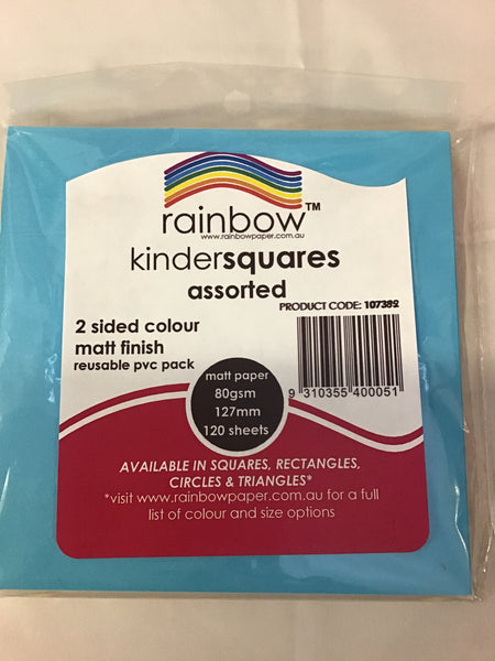 Craft Paper Rainbow Squares 120pack Matt Assorted Colours