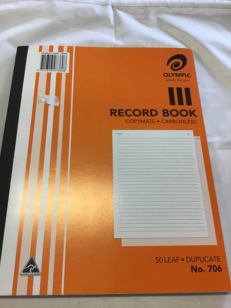 Olympic Record Book Carbonless No 706 50 leaf